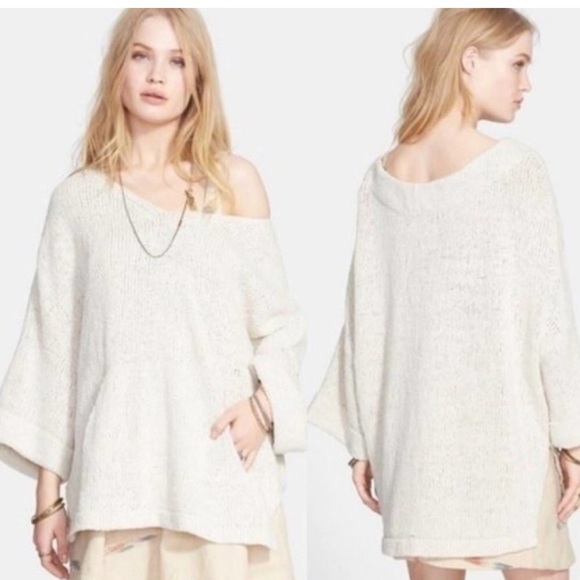 Free People | You Found Me knit tunic sweater, Ivory Cream - Picture 2 of 12